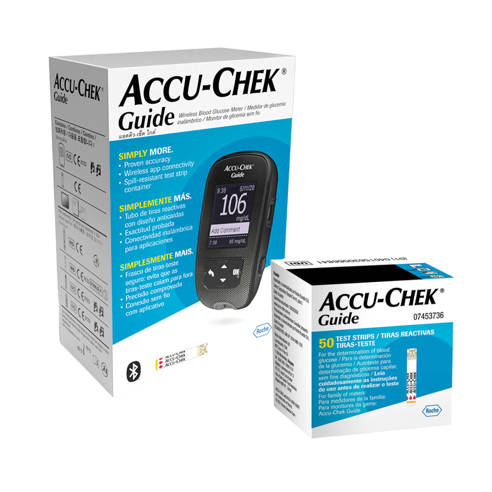Pack Accu-Chek Guide Glucómetro + Tiras Reactivas (50 Und)