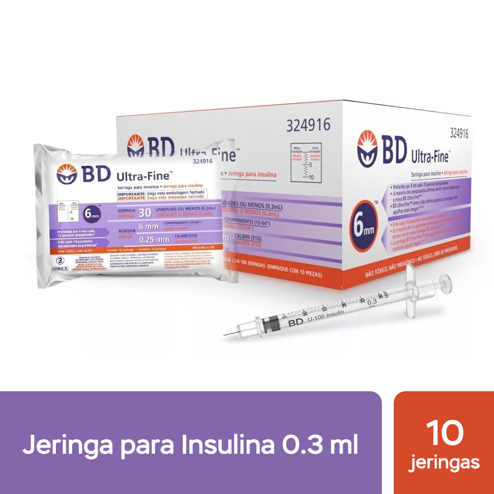 Aguja p/aplic. insulina 4x2,3 32gx5/32 ultrafine, BD