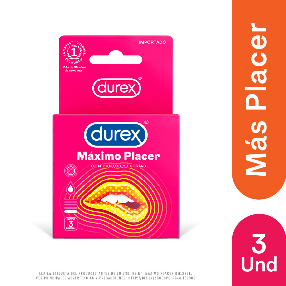 Durex Preservativo Máximo Placer x 3 Unidades