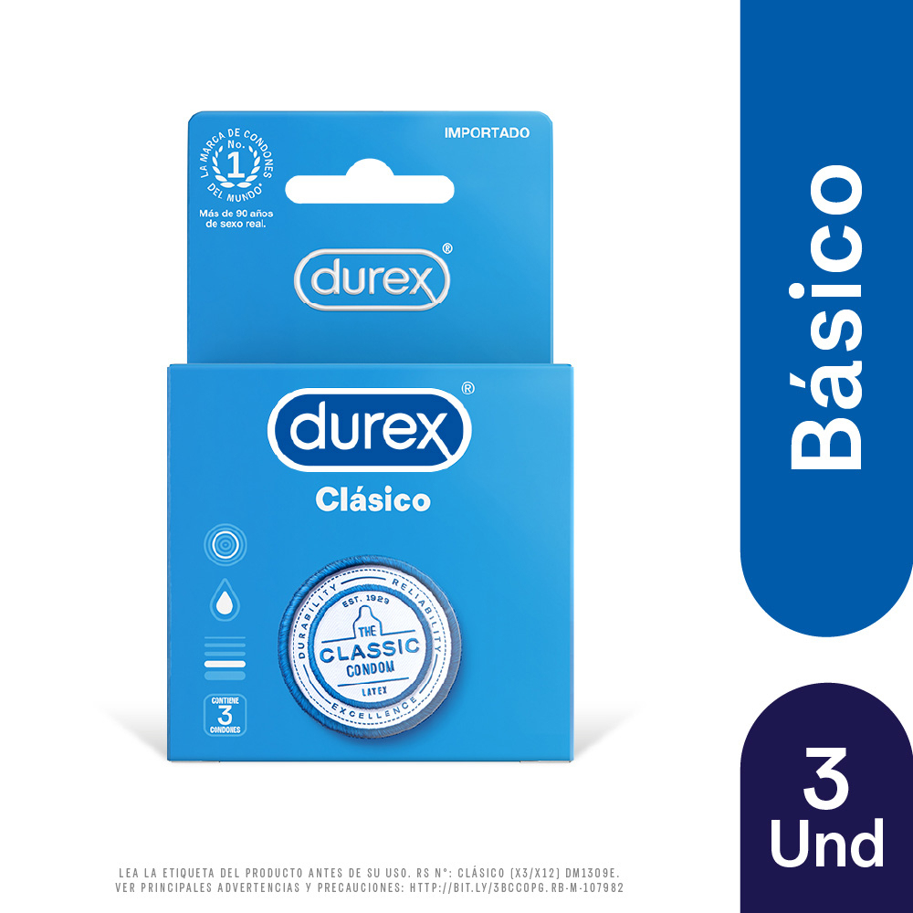 Durex Preservativo Clásico x 3 Unidades