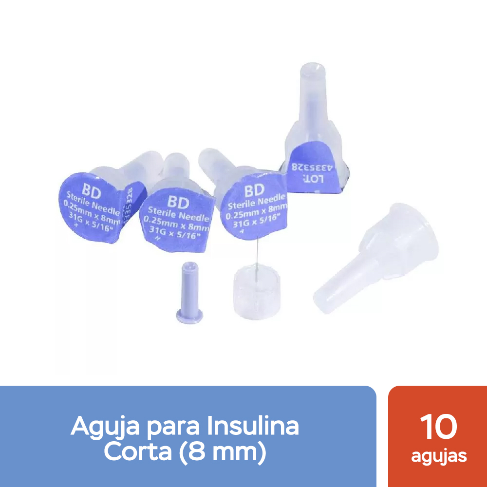 Agujas para boligrafos de insulina 0,25 mm. X 8 mm. G31 Caja de 100