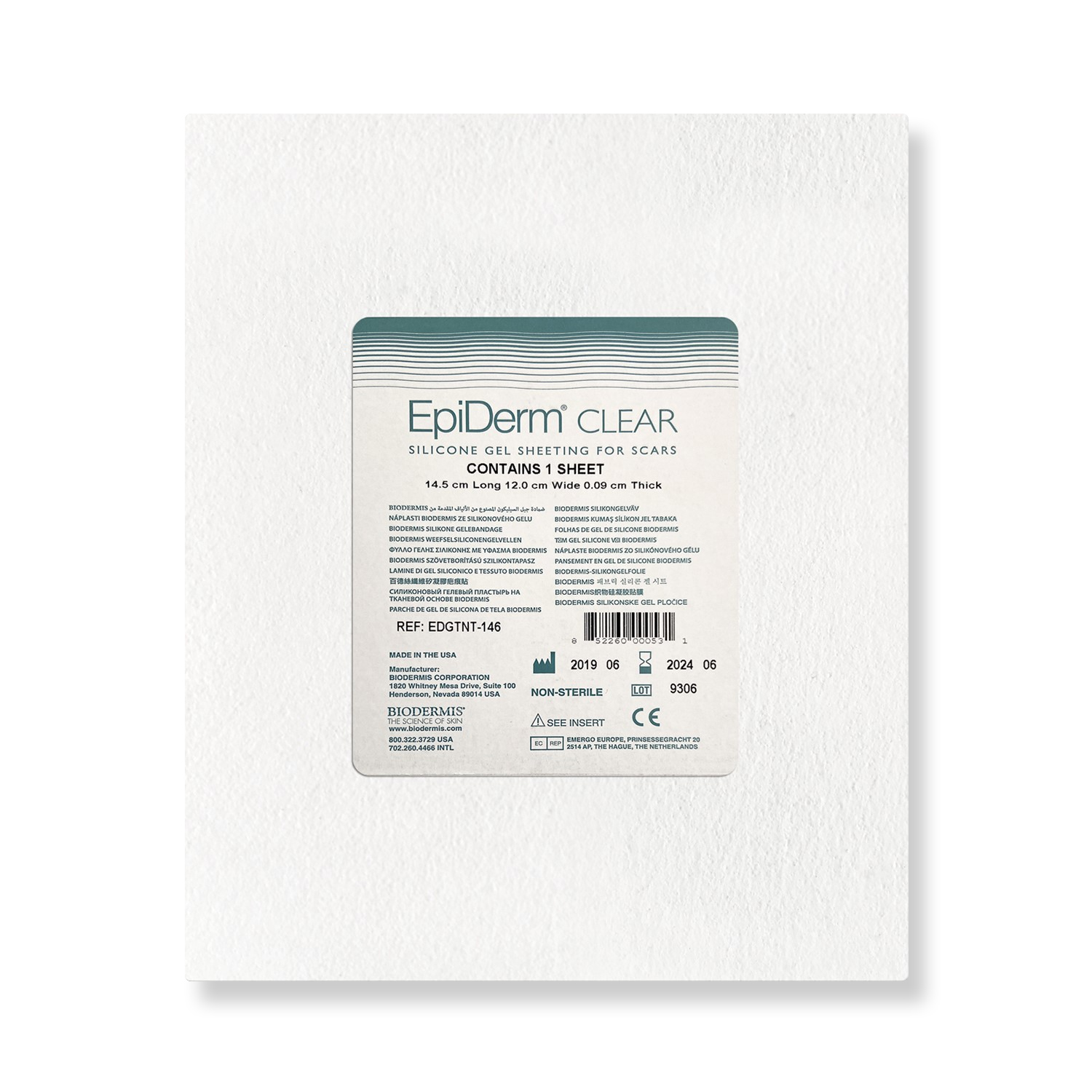 EpiDerm Clear Lámina de Silicona Gel EDG-146 (14.5 x 12 cm) xx