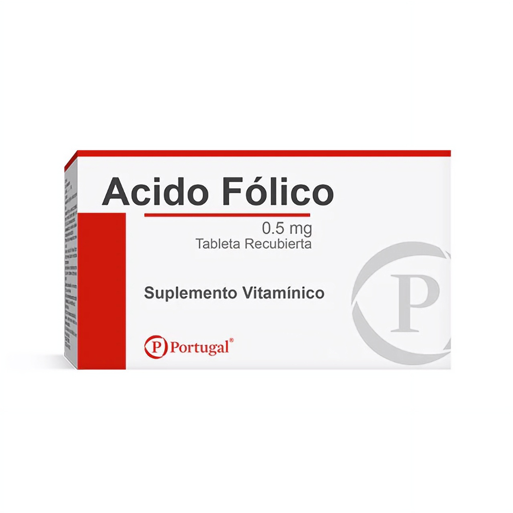 Portugal Ácido Fólico 0.5 mg x 10 Tabletas