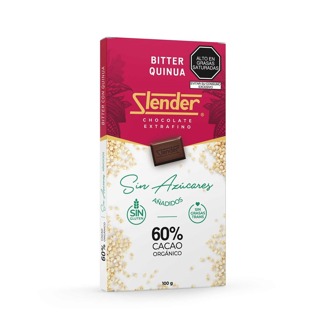 Chocolate Bitter Quinua  60% Cacao Slender  tableta x 100 gr