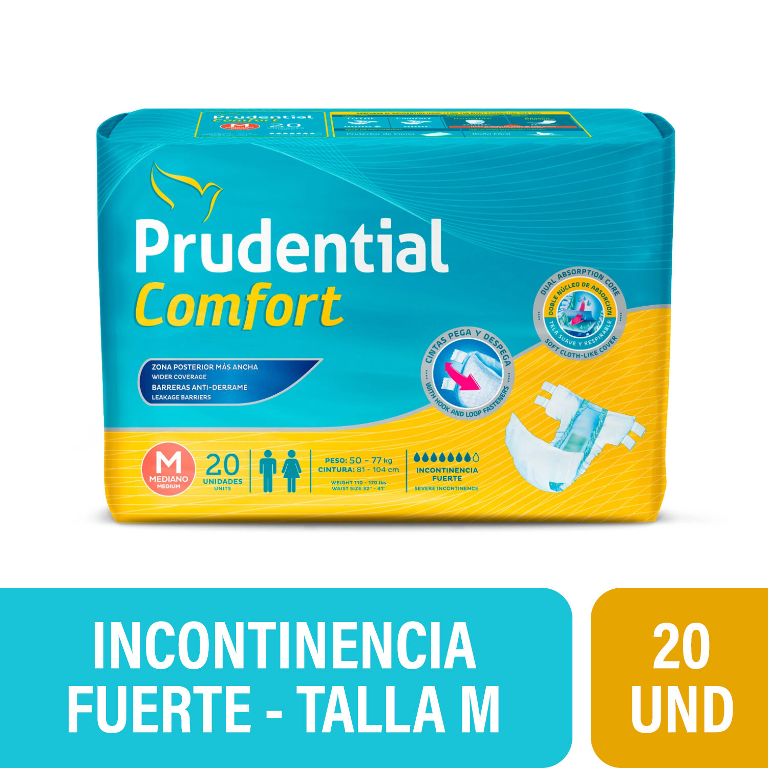 Prudential Comfort Pañales Para Adulto Talla M x 20 Unidades