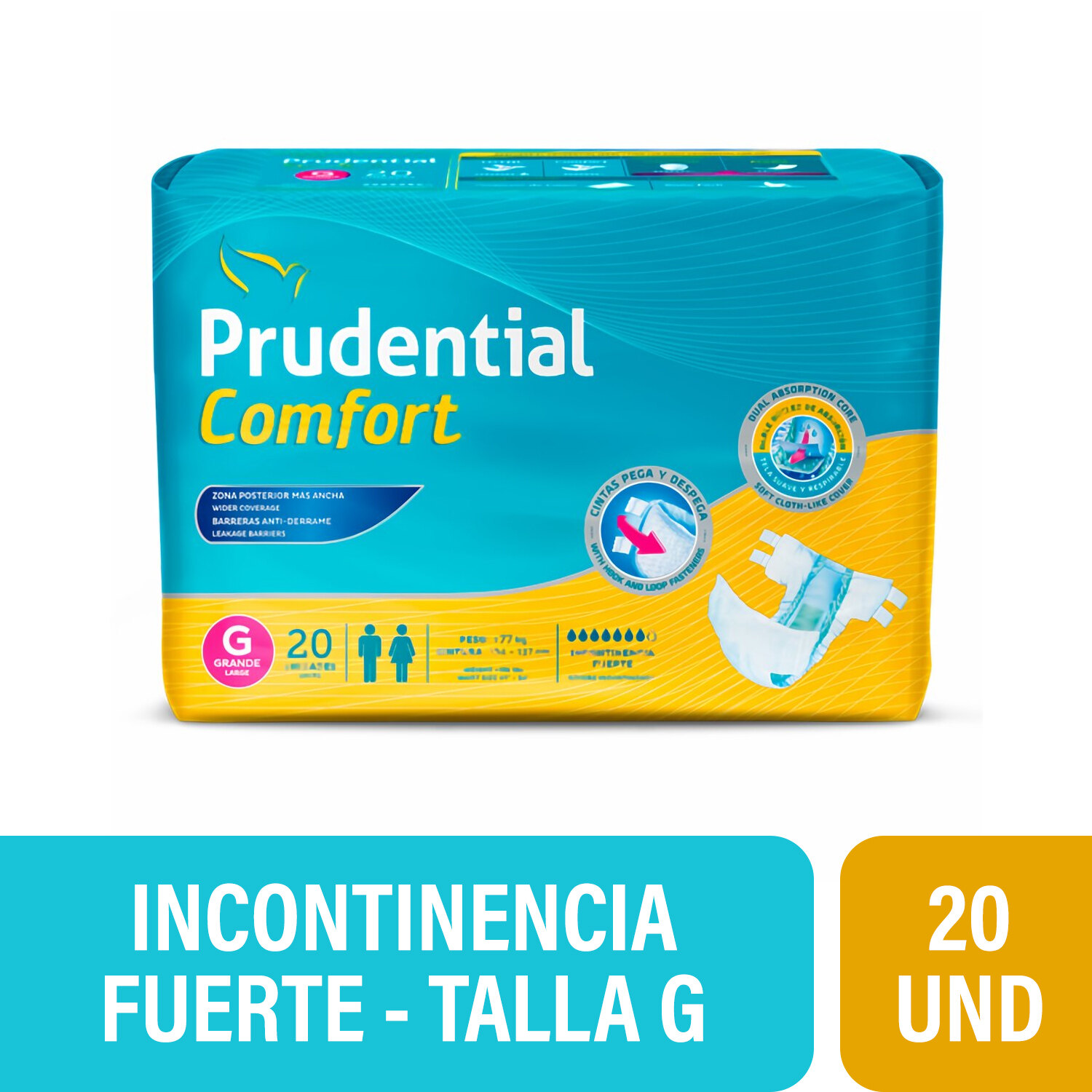 Prudential Comfort Pañales Para Adulto G x 20 Unidades