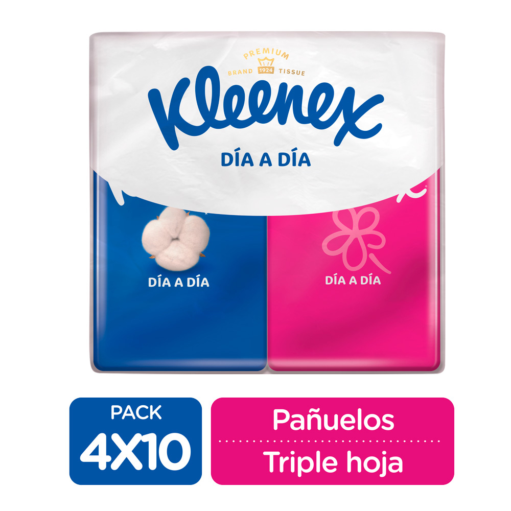 Kleenex Pocket x 4 Paquetes con 10 Pañuelos c/u