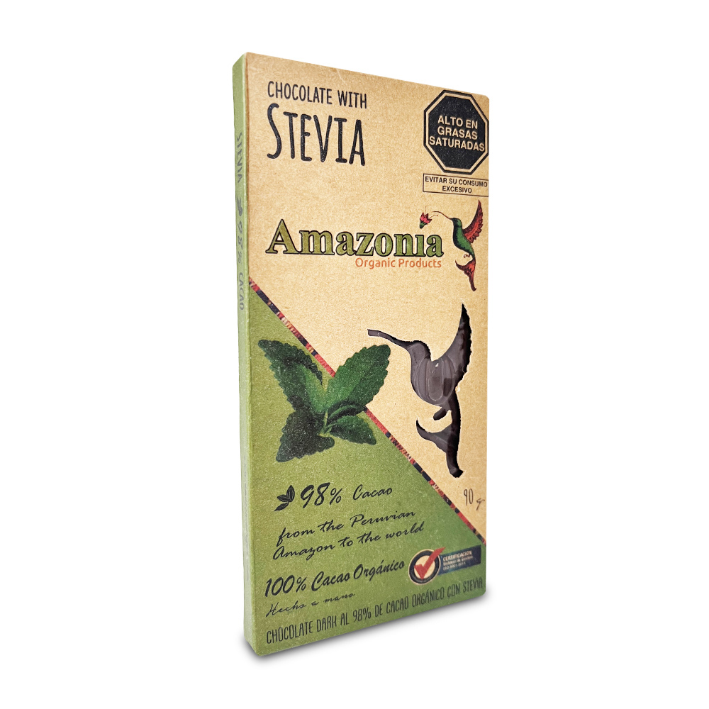Amazonía Organic Chocolate Dark 98% con Stevia x 90 g